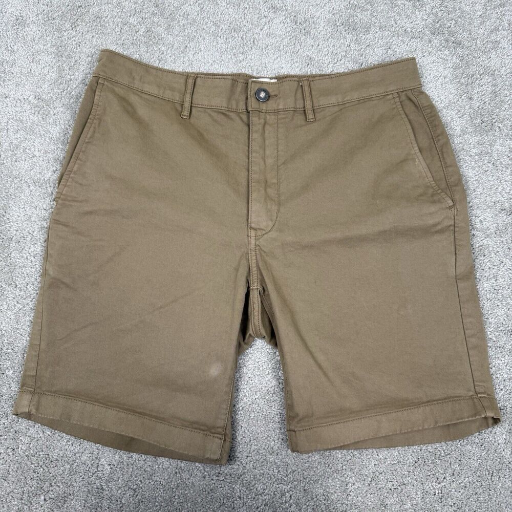 Flint And Tinder Men's 365 Chino Shorts Size 32 Brown Khaki Inseam 8" Stretch